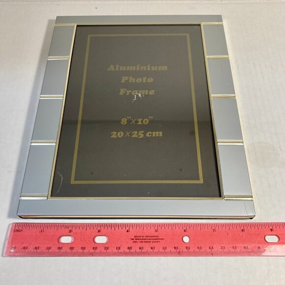 Vintage MCM Silver Gold Aluminum Metal Photo Picture Frame 8 X 10" Minimalist - Picture 9 of 16